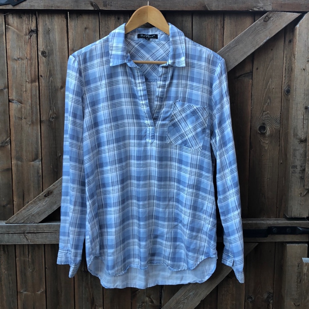 Velvet 💙 Heart, Blue Plaid Top, sz M